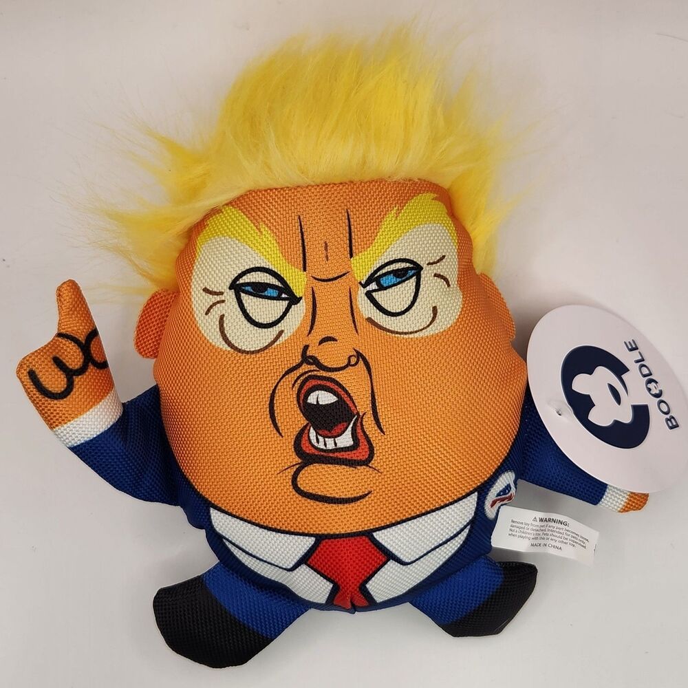 Trump Plush Pet Toy Funny Political Parody Dog Cat Squeaky Chew Toy